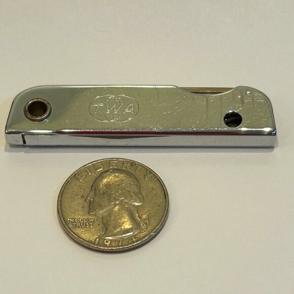 TWA Pocketknife Small Silvertone VINTAGE - Picture 5 of 11